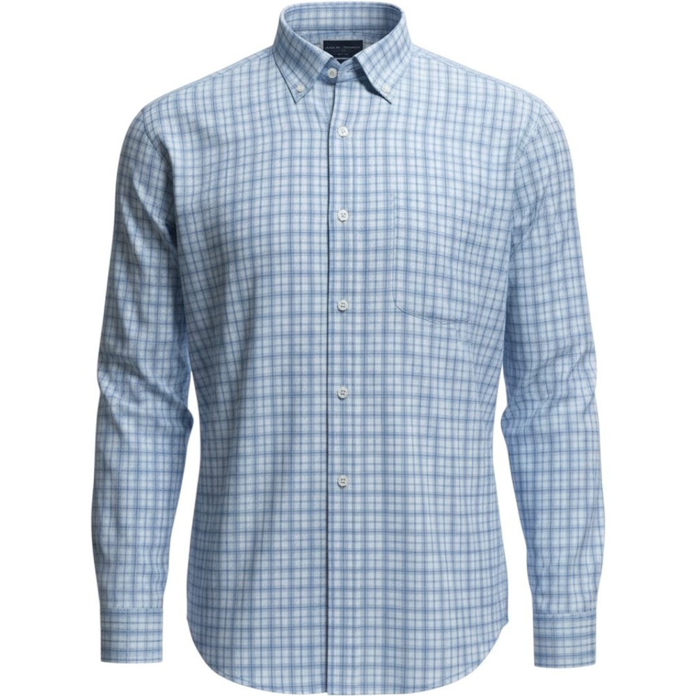 Charles Tyrwhitt Men's XXL Classic Fit Non-Iron Blue Check Button Down Shirt